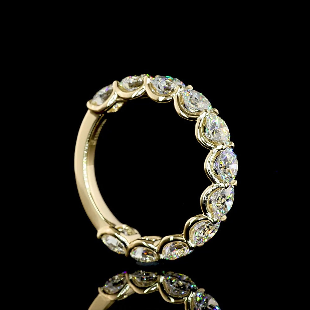 14K Yellow Gold Eternity Band with U-Prong Set Round Brilliant Cut Lab Diamonds - 3.29 Carat Total Weight - Covaloro Fine Jewelry
