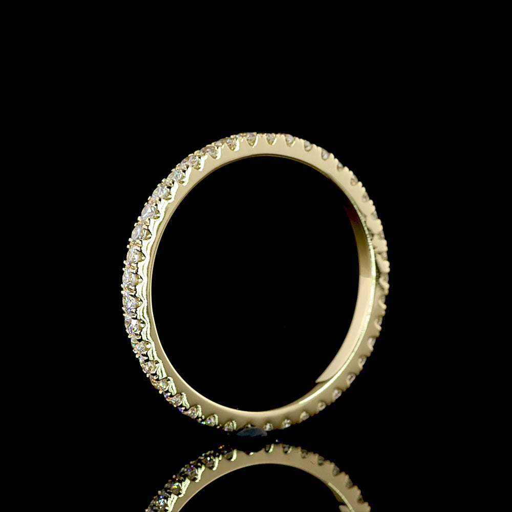 14K Yellow Gold Eternity Ring with 0.73 Carat Pave Set Round Lab Diamonds - 41 Stones E-F VS Quality - Covaloro Fine Jewelry