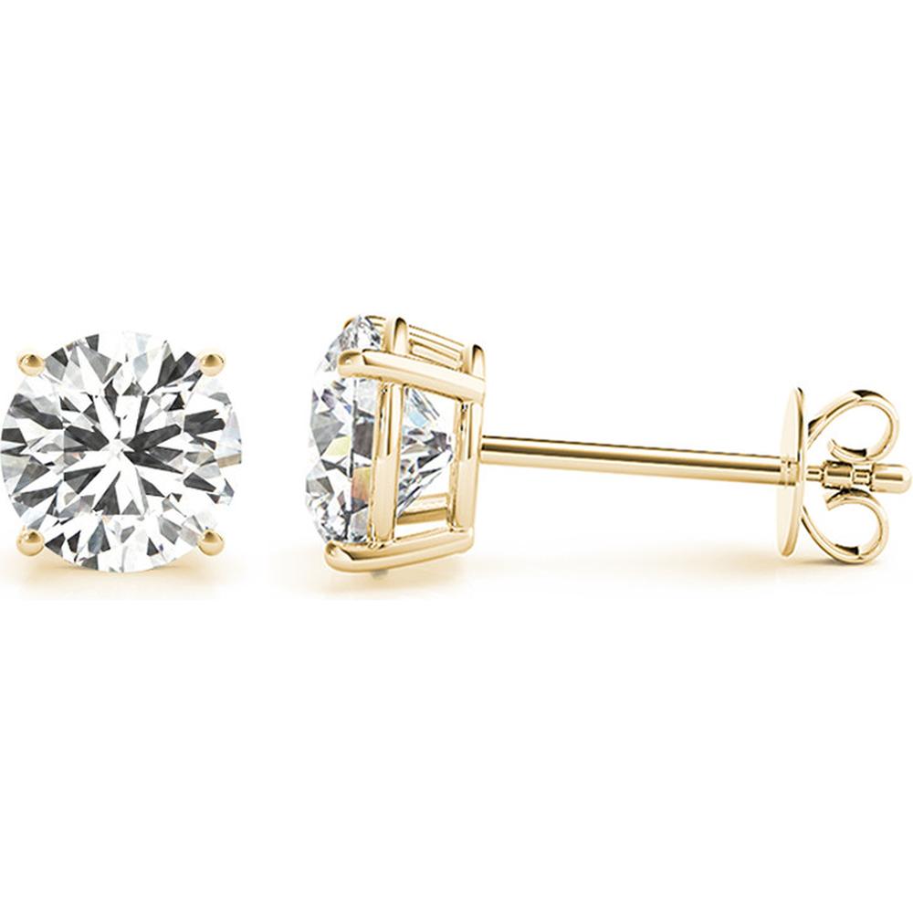 14K Yellow Gold Ethically Sourced 3 Carat Total Weight Lab-Grown Diamond Stud Earrings by Robinson's Jewelers