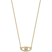 14K Yellow Gold Evil Eye Pendant Necklace with Round Diamonds - 0.045 Carat Total Diamond Weight by Oro Pregiato