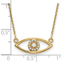 14K Yellow Gold Evil Eye Pendant Necklace with Round Diamonds - 0.045 Carat Total Diamond Weight by Oro Pregiato