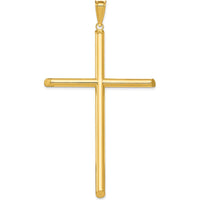 14K Yellow Gold Extra Large Polished Tube Cross Pendant - Modern 3D Faith Jewelry Statement Piece by Oro Pregiato