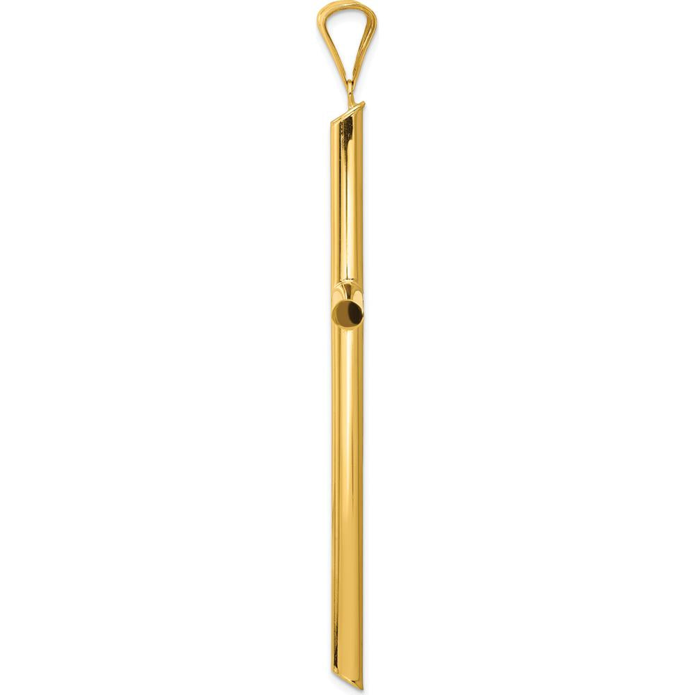 14K Yellow Gold Extra Large Polished Tube Cross Pendant - Modern 3D Faith Jewelry Statement Piece by Oro Pregiato