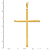 14K Yellow Gold Extra Large Polished Tube Cross Pendant - Modern 3D Faith Jewelry Statement Piece by Oro Pregiato