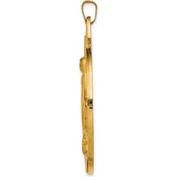 14K Yellow Gold Extra Large Spanish Milagrosa Medal Pendant with Satin and Polished Finish - 42.5mm Length, 34.5mm Width by Oro Pregiato