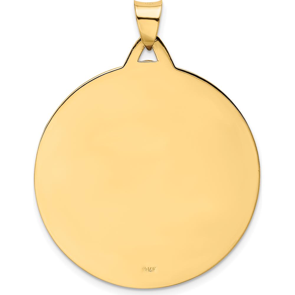 14K Yellow Gold Extra Large Spanish Milagrosa Medal Pendant with Satin and Polished Finish - 42.5mm Length, 34.5mm Width by Oro Pregiato