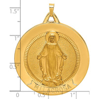 14K Yellow Gold Extra Large Spanish Milagrosa Medal Pendant with Satin and Polished Finish - 42.5mm Length, 34.5mm Width by Oro Pregiato
