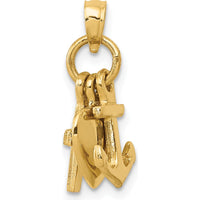 14K Yellow Gold Faith, Hope, and Charity Charm Pendant - Solid Casted Design by Oro Pregiato