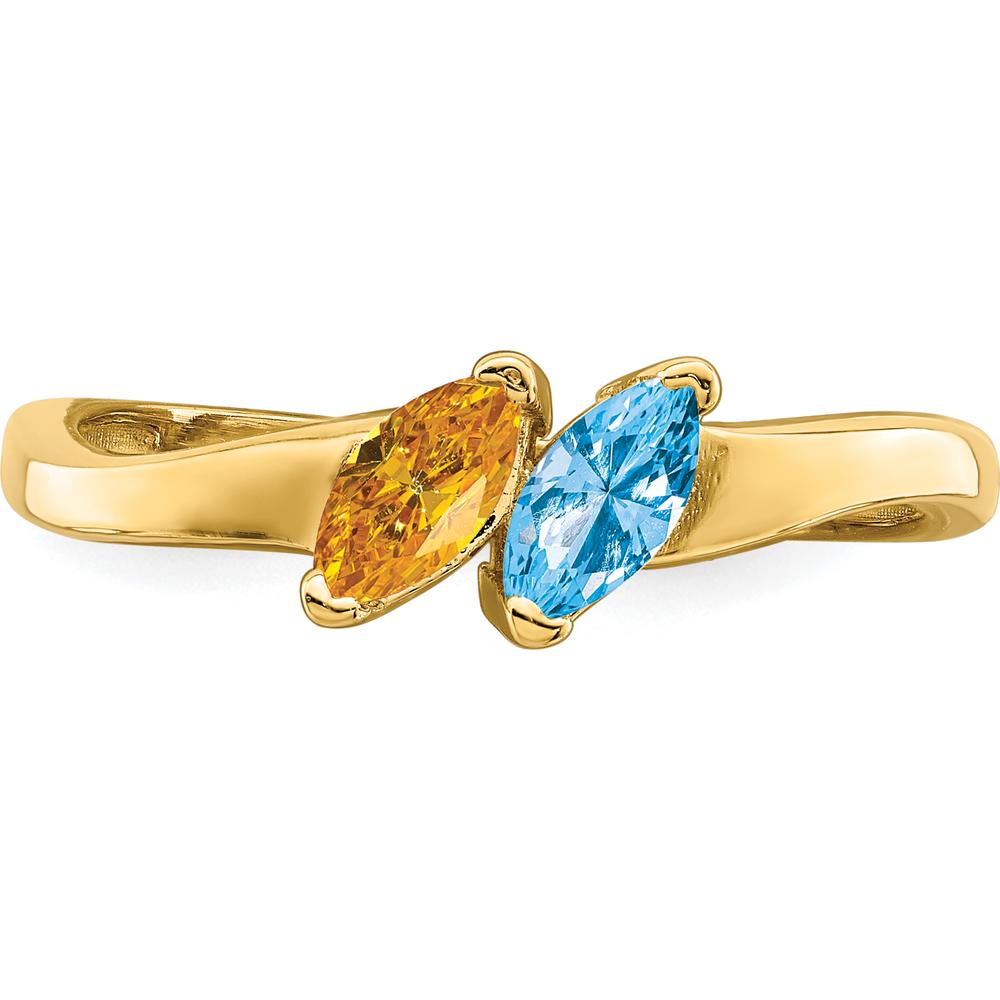 14K Yellow Gold Family and Mother's Ring Mounting - Polished Band with Customizable Gemstone Setting by Oro Pregiato