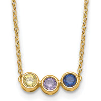 14K Yellow Gold Family Birthstone Necklace with Citrine, Amethyst, and Sapphire Gems by Oro Pregiato