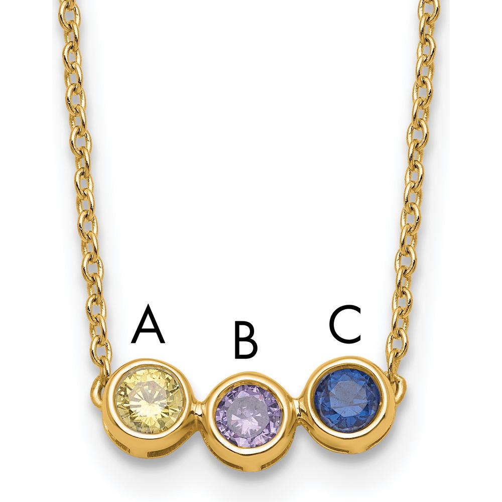 14K Yellow Gold Family Birthstone Necklace with Citrine, Amethyst, and Sapphire Gems by Oro Pregiato