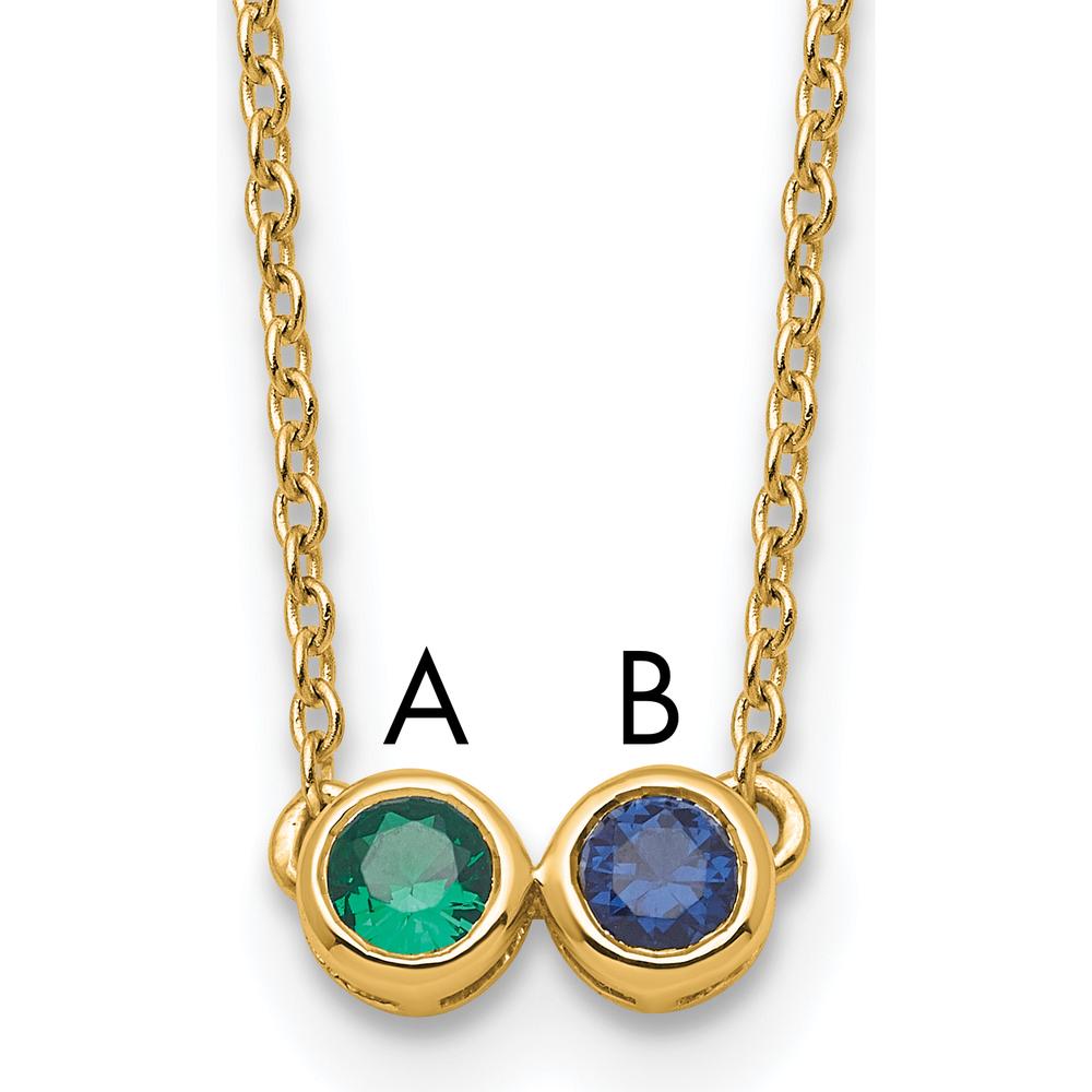 14K Yellow Gold Family Birthstone Necklace with Round Emerald and Sapphire - 1.00 Carat Total Gem Weight by Oro Pregiato