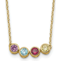 14K Yellow Gold Family Birthstone Pendant Necklace with Four Vibrant Gemstones - Personalized Gift for Loved Ones by Oro Pregiato