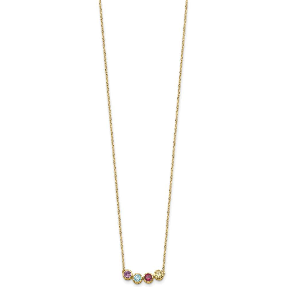 14K Yellow Gold Family Birthstone Pendant Necklace with Four Vibrant Gemstones - Personalized Gift for Loved Ones by Oro Pregiato