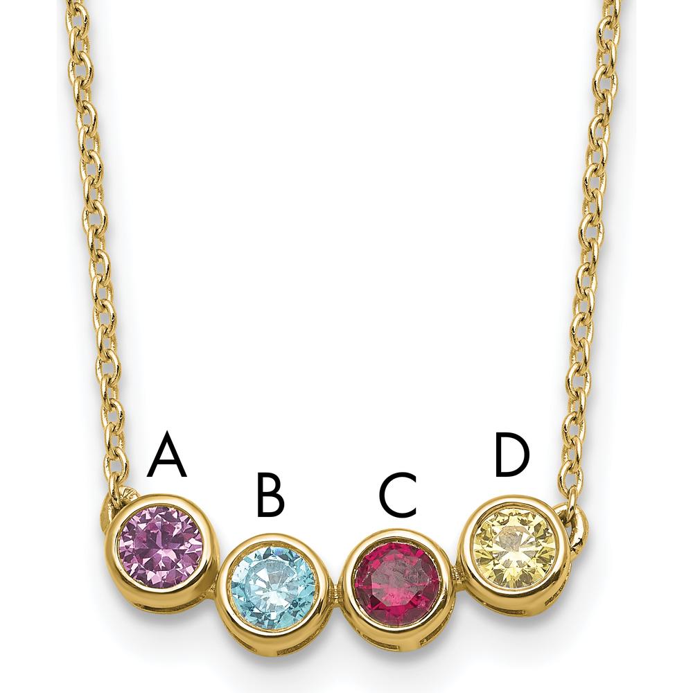 14K Yellow Gold Family Birthstone Pendant Necklace with Four Vibrant Gemstones - Personalized Gift for Loved Ones by Oro Pregiato