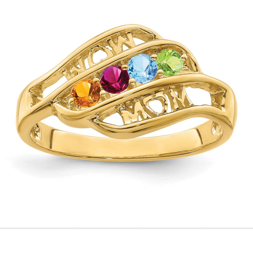 14K Yellow Gold Family Jewelry Ring Mounting - Customizable for Personalized Gemstones by Oro Pregiato