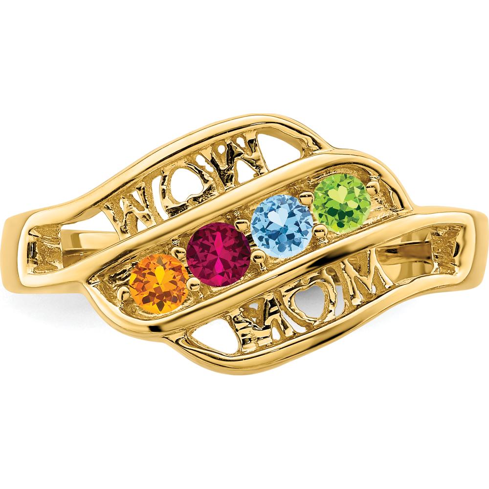 14K Yellow Gold Family Jewelry Ring Mounting - Customizable for Personalized Gemstones by Oro Pregiato