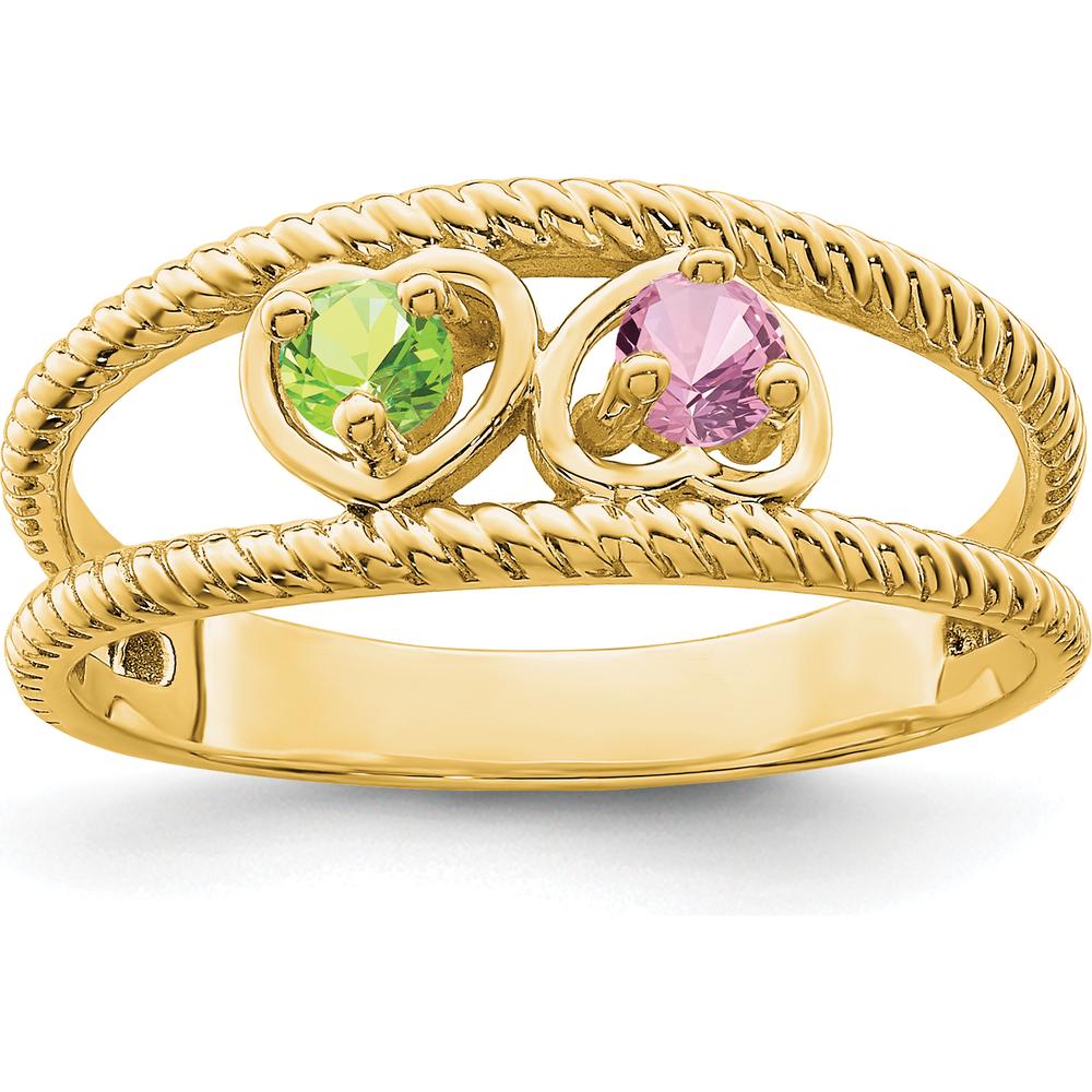 14K Yellow Gold Family Jewelry Ring Mounting with Polished Finish - Customizable and Resizable by Oro Pregiato