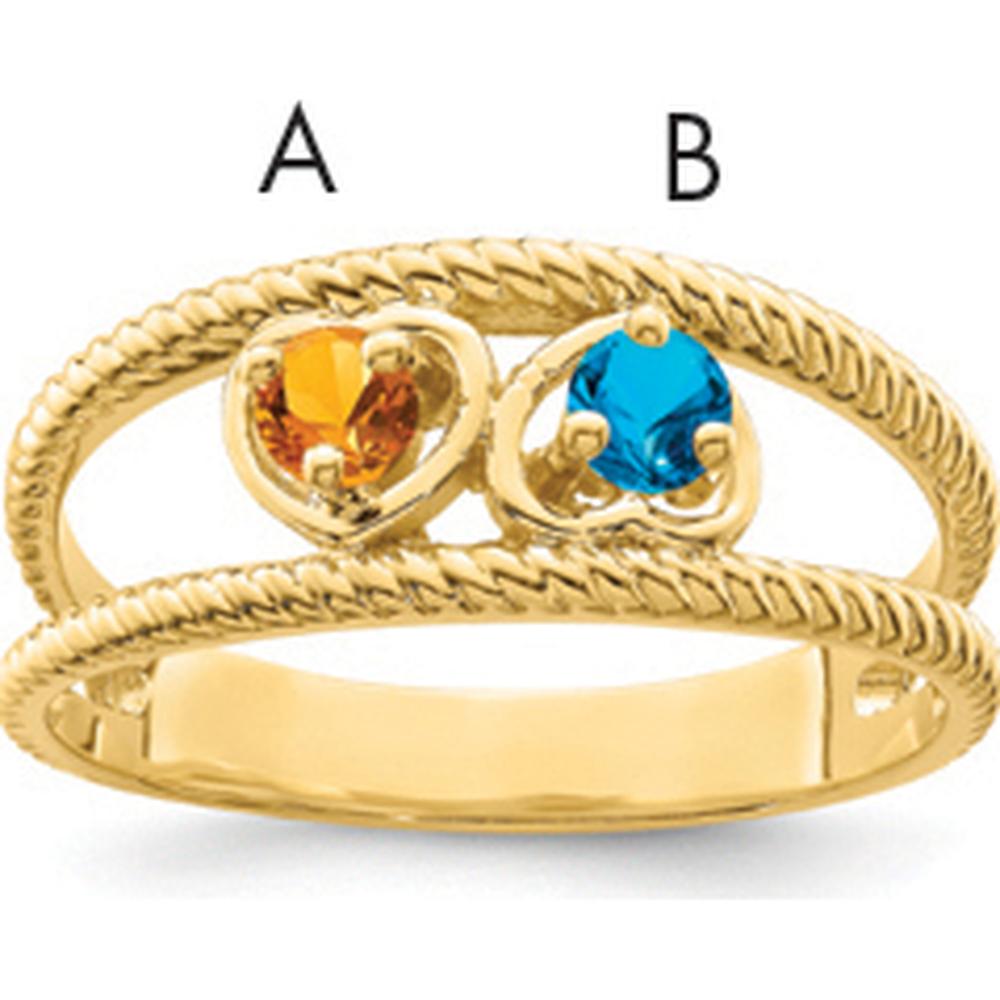 14K Yellow Gold Family Jewelry Ring Mounting with Polished Finish - Customizable and Resizable by Oro Pregiato
