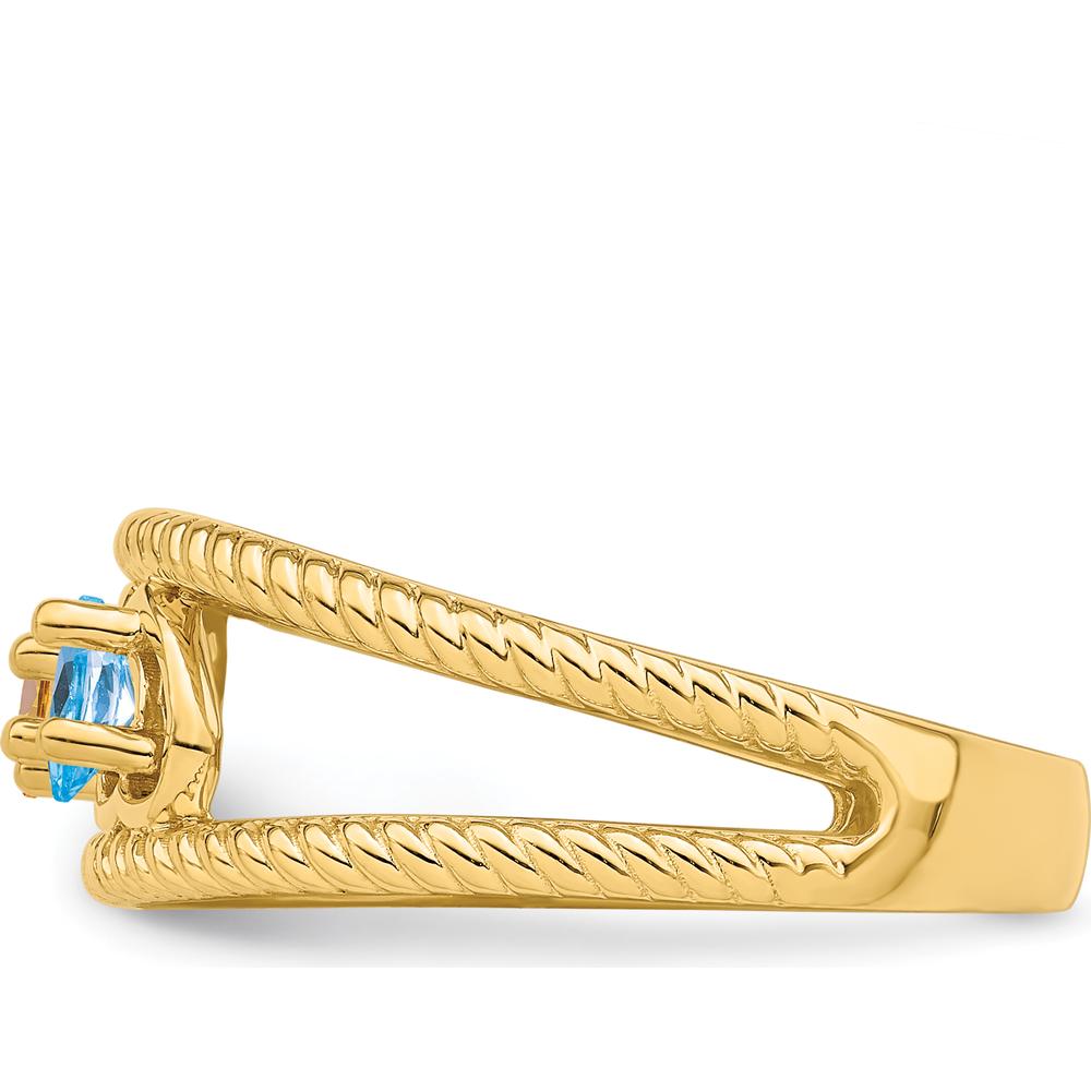 14K Yellow Gold Family Jewelry Ring Mounting with Polished Finish - Customizable and Resizable by Oro Pregiato