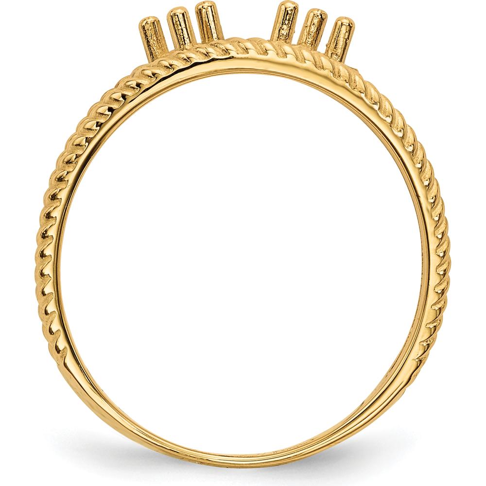 14K Yellow Gold Family Jewelry Ring Mounting with Polished Finish - Customizable and Resizable by Oro Pregiato
