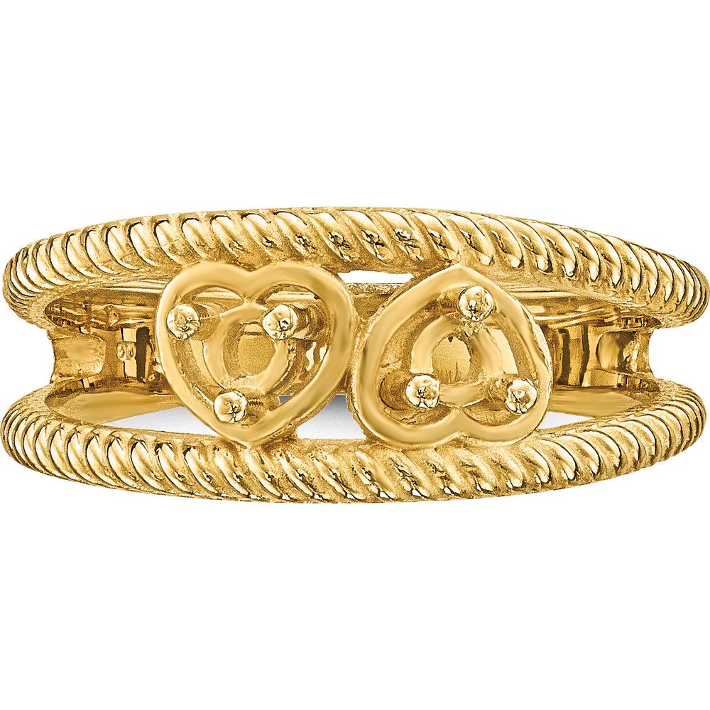 14K Yellow Gold Family Jewelry Ring Mounting with Polished Finish - Customizable and Resizable by Oro Pregiato