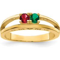 14K Yellow Gold Family Jewelry Ring Mounting with Ruby and Emerald Stones by Oro Pregiato