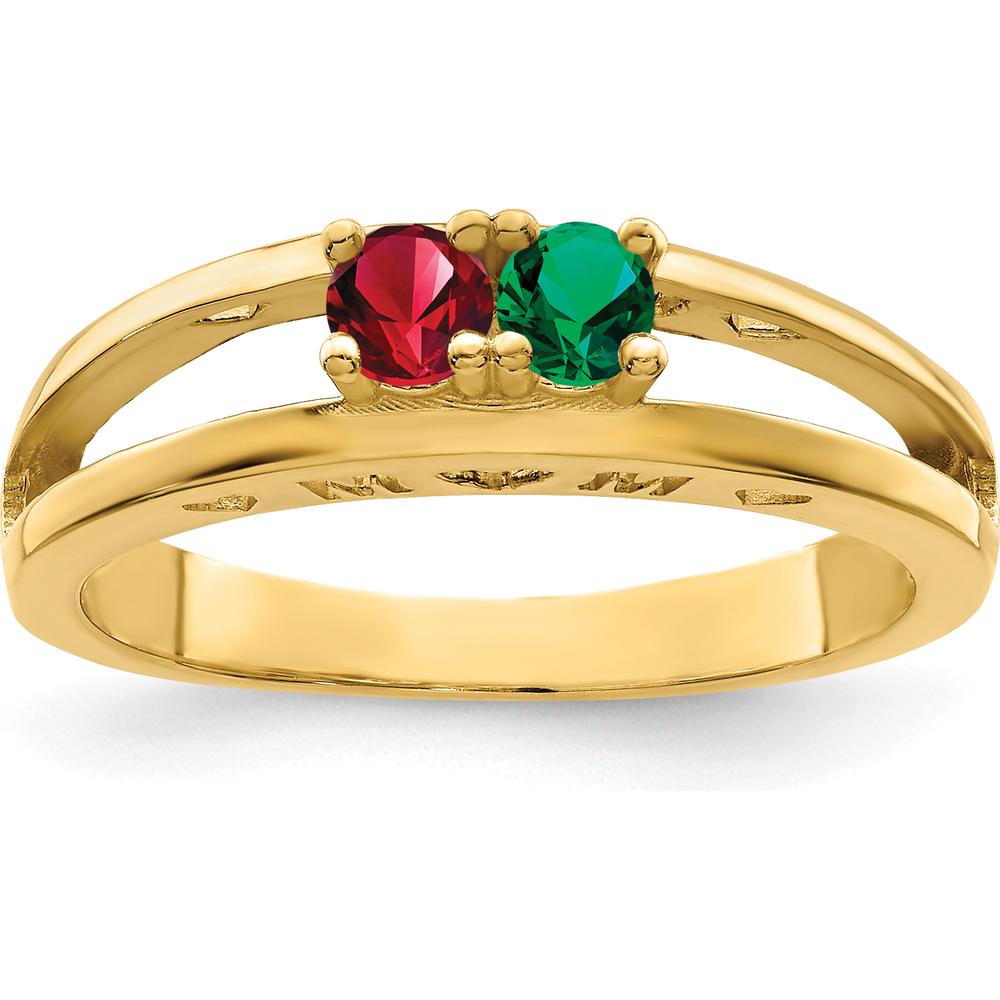 14K Yellow Gold Family Jewelry Ring Mounting with Ruby and Emerald Stones by Oro Pregiato