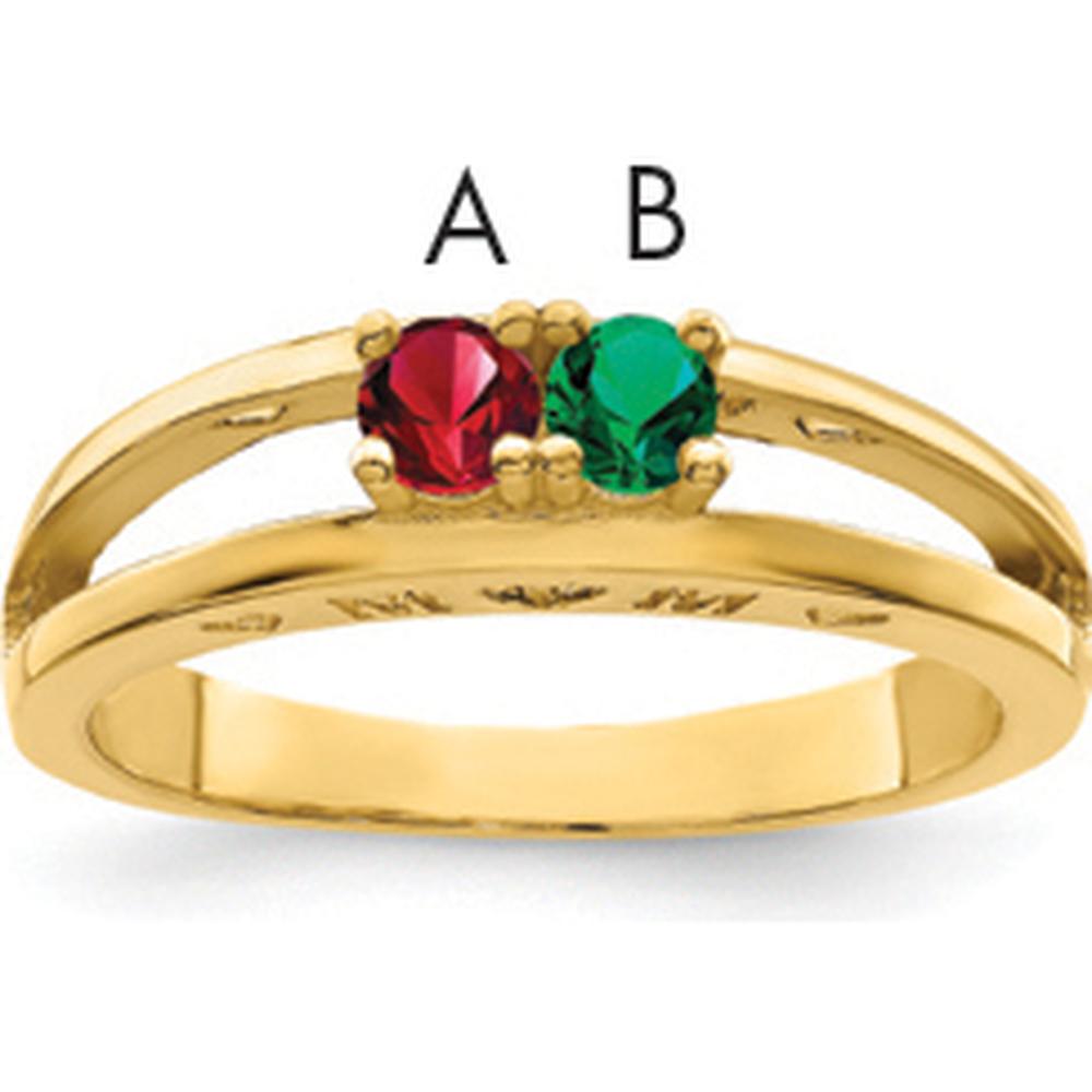 14K Yellow Gold Family Jewelry Ring Mounting with Ruby and Emerald Stones by Oro Pregiato