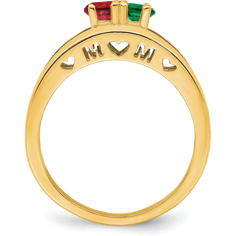 14K Yellow Gold Family Jewelry Ring Mounting with Ruby and Emerald Stones by Oro Pregiato