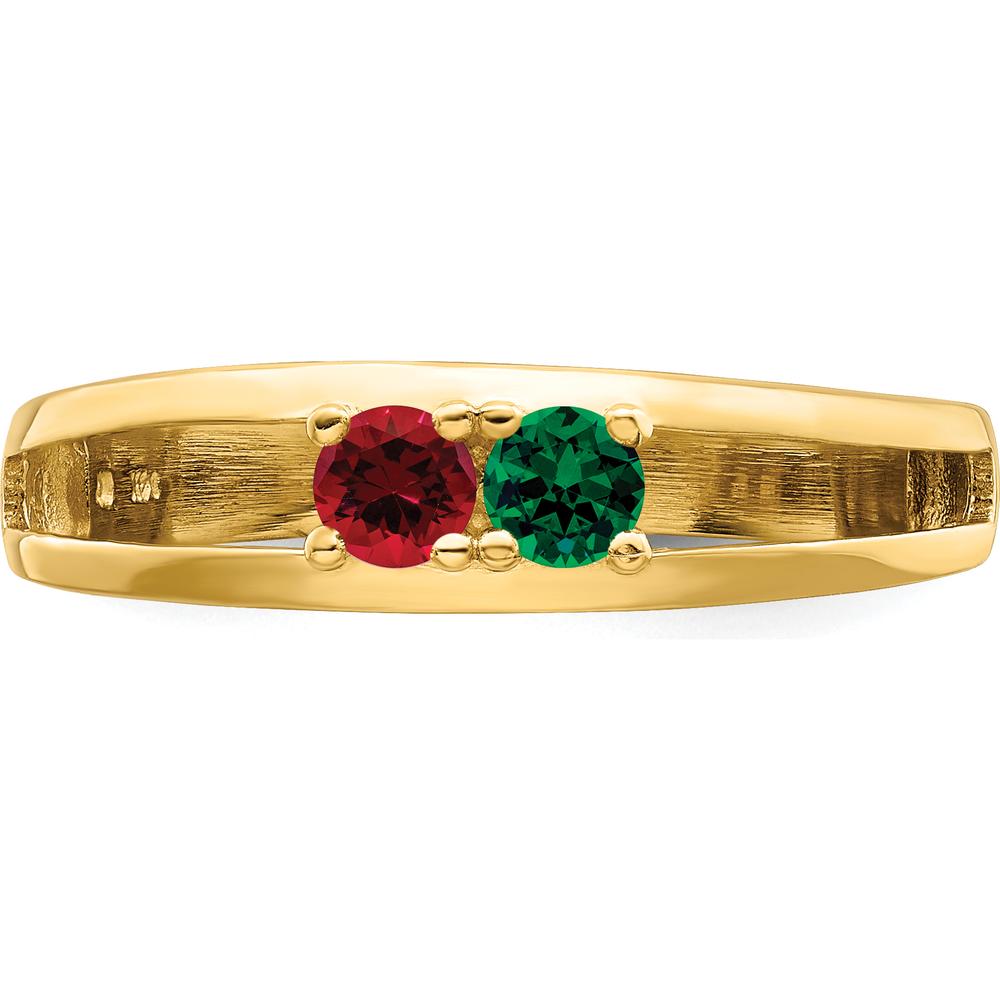14K Yellow Gold Family Jewelry Ring Mounting with Ruby and Emerald Stones by Oro Pregiato