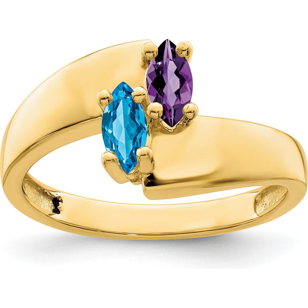 14K Yellow Gold Family Ring Mounting for Custom Stones - Polished Finish by Monteluci Fine Jewelry
