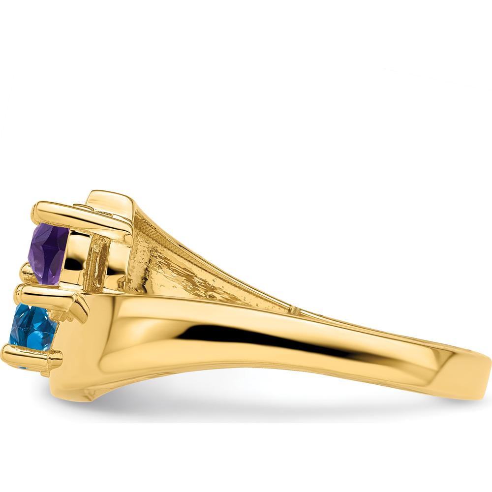 14K Yellow Gold Family Ring Mounting for Custom Stones - Polished Finish by Monteluci Fine Jewelry