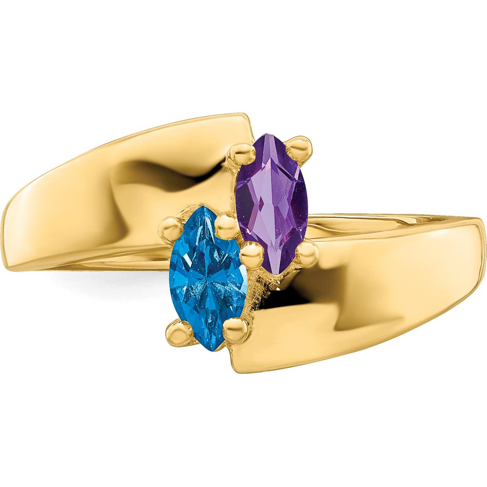 14K Yellow Gold Family Ring Mounting for Custom Stones - Polished Finish by Monteluci Fine Jewelry