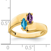 14K Yellow Gold Family Ring Mounting for Custom Stones - Polished Finish by Monteluci Fine Jewelry