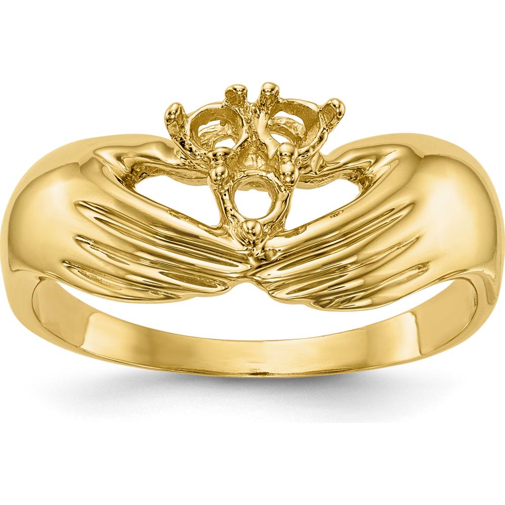 14K Yellow Gold Family Ring Mounting with 3-Stone Setting - Tapered Band by Oro Pregiato