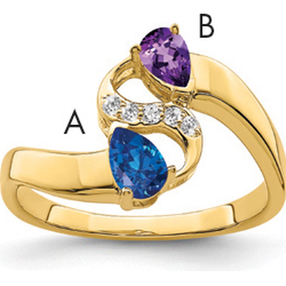 14K Yellow Gold Family Ring with Round Cut Diamonds - 0.057 Carat Total Diamond Weight by Monteluci Fine Jewelry