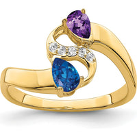 14K Yellow Gold Family Ring with Round Cut Diamonds - 0.057 Carat Total Diamond Weight by Monteluci Fine Jewelry