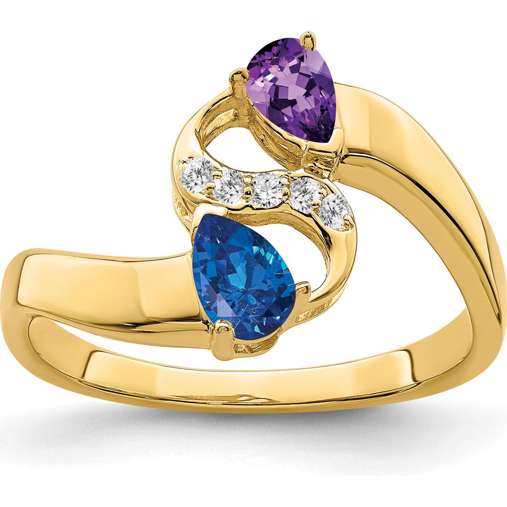 14K Yellow Gold Family Ring with Round Cut Diamonds - 0.057 Carat Total Diamond Weight by Monteluci Fine Jewelry