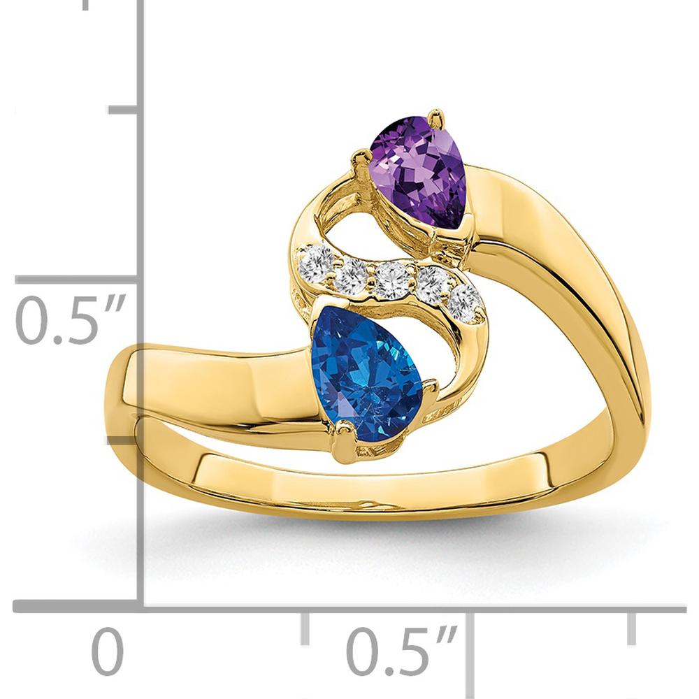 14K Yellow Gold Family Ring with Round Cut Diamonds - 0.057 Carat Total Diamond Weight by Monteluci Fine Jewelry