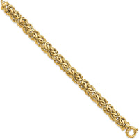 14K Yellow Gold Fancy 11mm Flat Byzantine Bracelet - 7.5" Length by 0