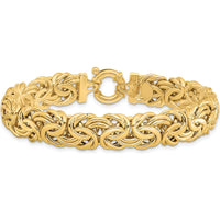 14K Yellow Gold Fancy 11mm Flat Byzantine Bracelet - 7.5" Length by 0