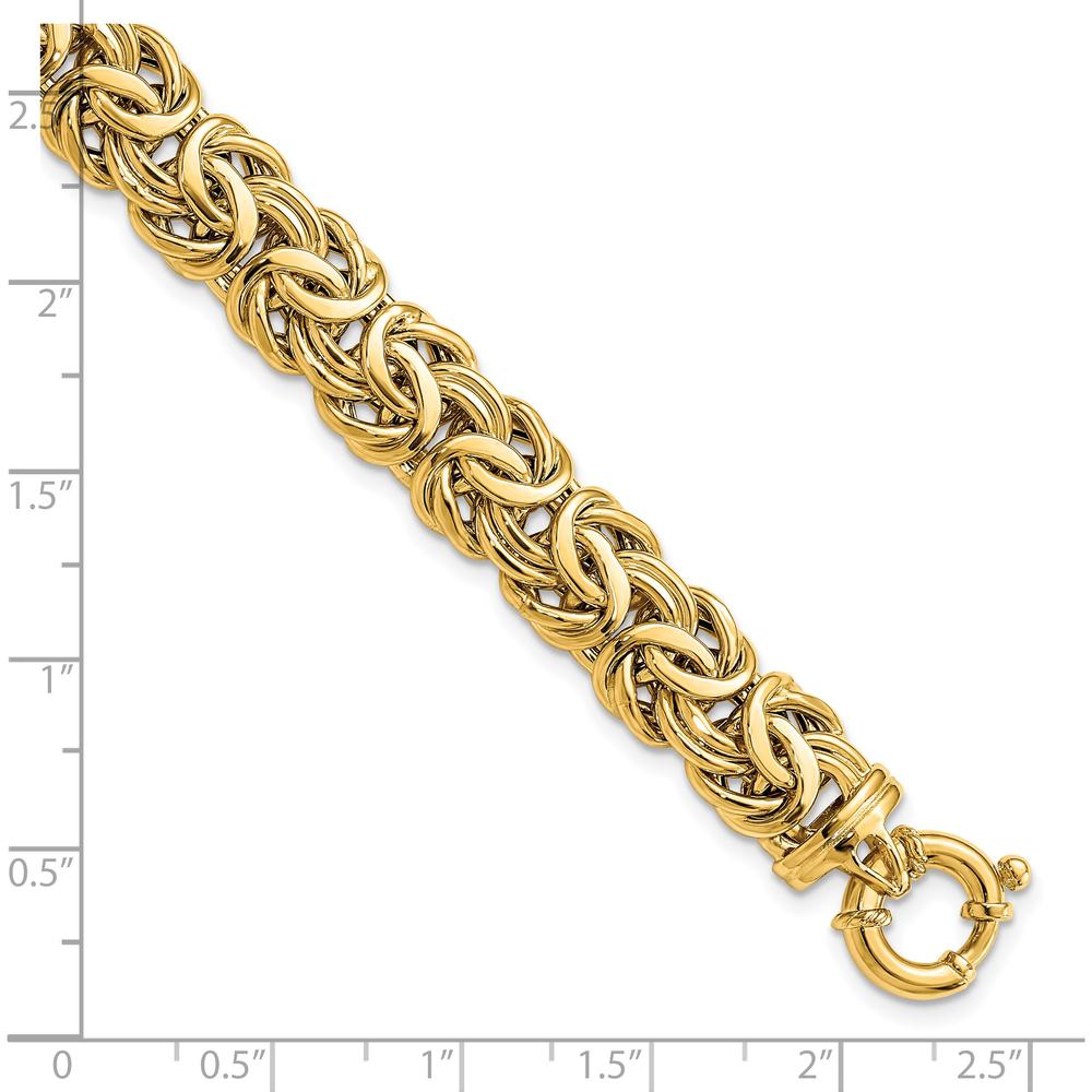 14K Yellow Gold Fancy 11mm Flat Byzantine Bracelet - 7.5" Length by 0