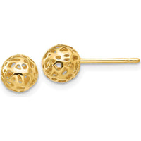 14K Yellow Gold Fancy Ball Post Earrings - 6.5mm Diameter by Oro Pregiato