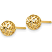 14K Yellow Gold Fancy Ball Post Earrings - 6.5mm Diameter by Oro Pregiato