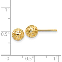 14K Yellow Gold Fancy Ball Post Earrings - 6.5mm Diameter by Oro Pregiato