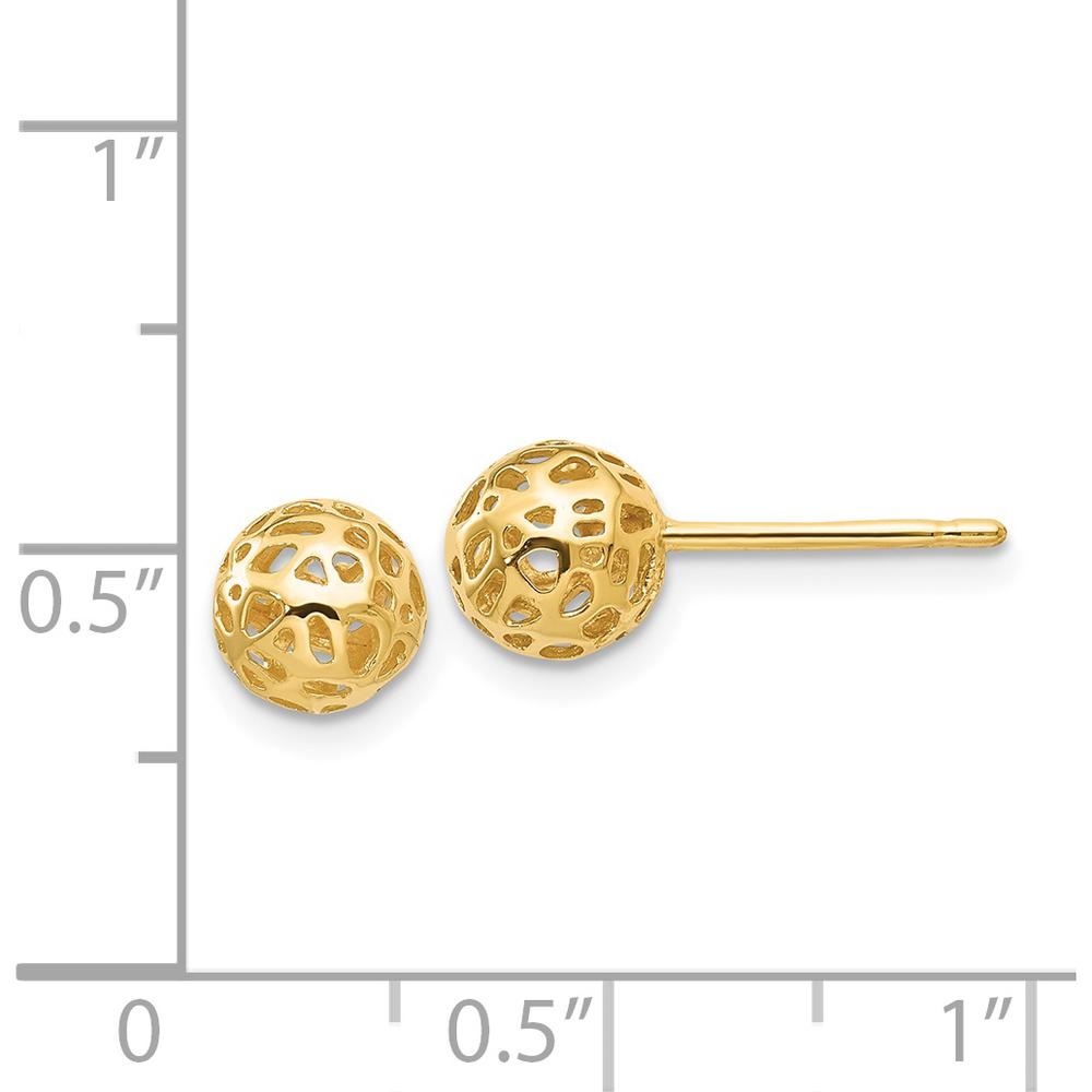 14K Yellow Gold Fancy Ball Post Earrings - 6.5mm Diameter by Oro Pregiato