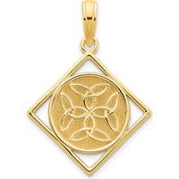 14K Yellow Gold Fancy Celtic Knot Pendant with Textured Finish by Oro Pregiato
