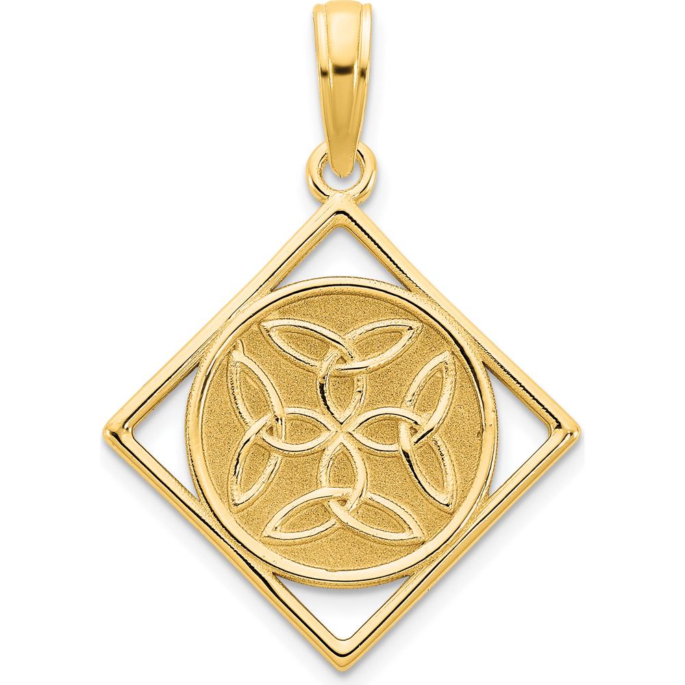 14K Yellow Gold Fancy Celtic Knot Pendant with Textured Finish by Oro Pregiato