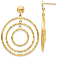 14K Yellow Gold Fancy Circle Dangle Earrings - 45mm Drop Design by 0
